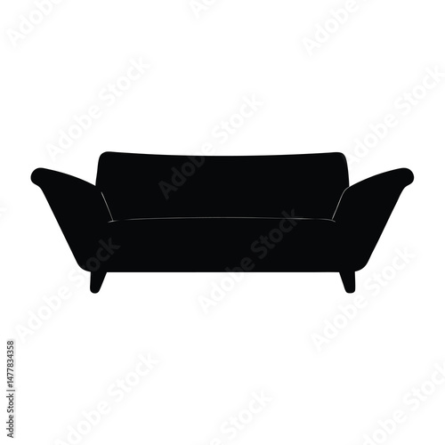 reclining sofa vector silhouette icon - perfect for furniture icons, decals, or eps crafts.