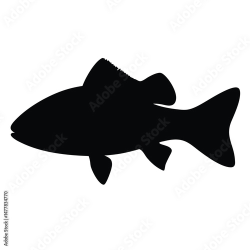 red drum redfish vector silhouette icon - ideal for fishing logos, seafood icons, and aquatic-themed graphics.