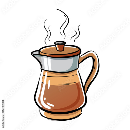 steaming coffee pot icon, steaming coffee pot vector illustration-simple illustration of steaming coffee pot, perfect for steaming coffee pot logos and icons