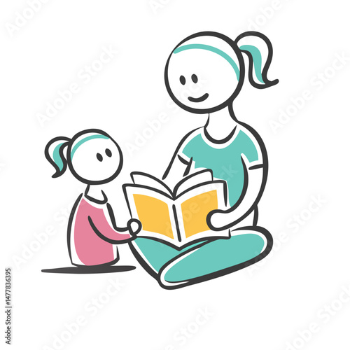 storytime with mom icon, storytime with mom vector illustration-simple illustration of storytime with mom, perfect for storytime with mom logos and icons