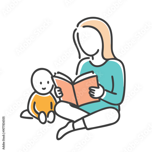 storytime with mom icon, storytime with mom vector illustration-simple illustration of storytime with mom, perfect for storytime with mom logos and icons
