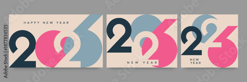 Happy New Year 2026 with minimalist style. 2026 logo design concept for cover, calendar, poster and banner