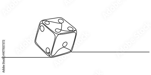 One continuous line drawing of dice. Thin Line Illustration vector concept. Contour Drawing Creative ideas, Two casino dices. Continuous one line drawing style. Vector illustration. Contour drawing.