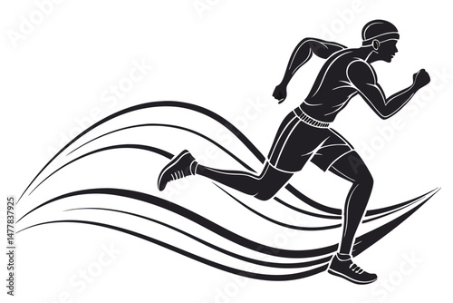 run man silhoette black vector