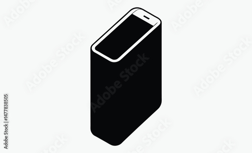 "power bank icon, charging battery symbol, portable charger vector, electric device silhouette, energy storage graphic, tech gadget outline, minimal power unit, black white battery, digital charger si