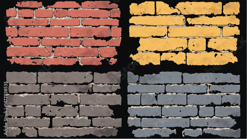 A set of different brick wall textures, each with a distinct color and texture. Different Seamless brick wall Pattern. 