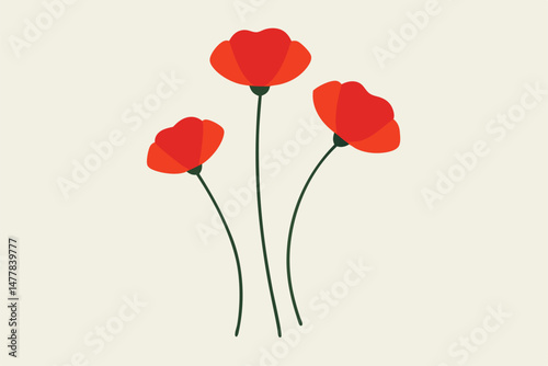 Elegant poppies with delicate stems