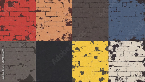 A set of different brick wall textures, each with a distinct color and texture. Different Seamless brick wall Pattern. 