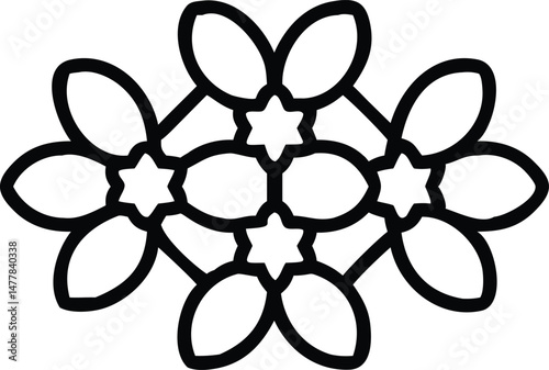 Monochrome jasmine flower tile grid