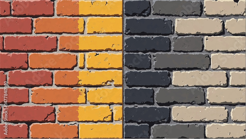 A set of different brick wall textures, each with a distinct color and texture. Different Seamless brick wall Pattern. 