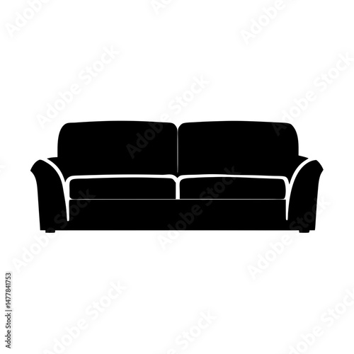 sectional sofa vector silhouette icon - perfect for furniture icons, decals, or SVG crafts.