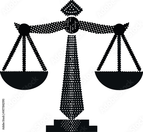 Law balance logo with scales in a triangle frame—bold and symmetrical, representing strength, structure, and legality.
