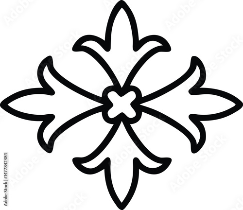 Abstract floral vector illustration design shows a nature-inspired blossom with decorative leaf elements in an artful pattern