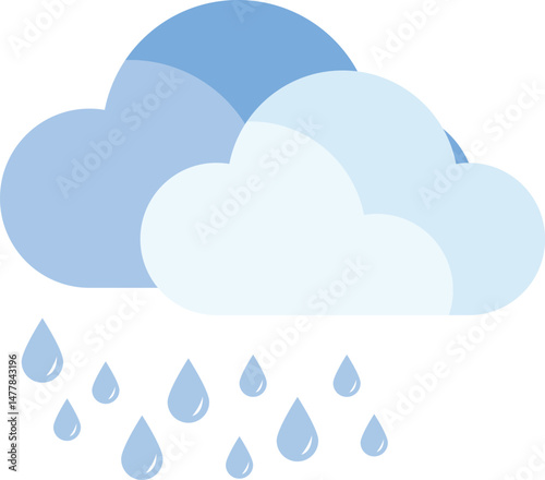 cloud with lightning bolt. rain cloud with raindrops, representing rainy weather. Spring Rain Cloud Illustration