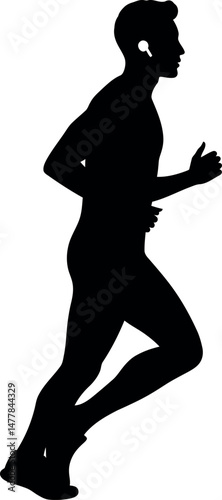 Male runner silhouette jogging exercise fitness activity vector illustration 