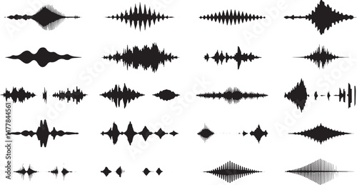 Sound wave set sound waves equalizer audio waves radio signal music recording