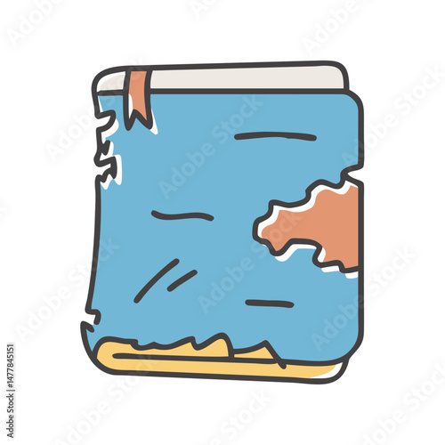 tattered book cover icon, tattered book cover vector illustration-simple illustration of tattered book cover, perfect for tattered book cover logos and icons