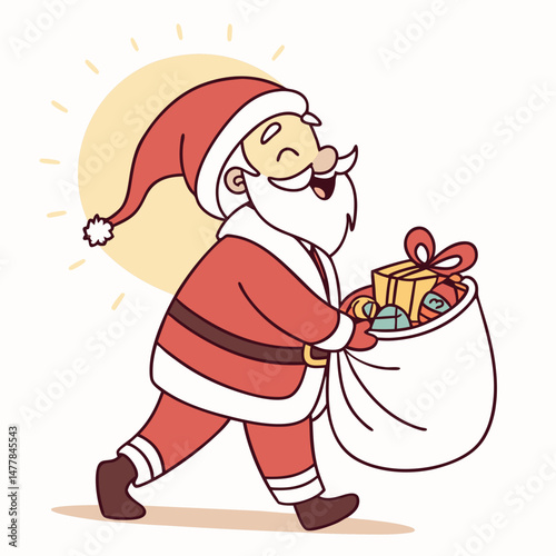 Santa-coming-home  Vector Illustration | Printable Holiday Graphic Design for Digital Download