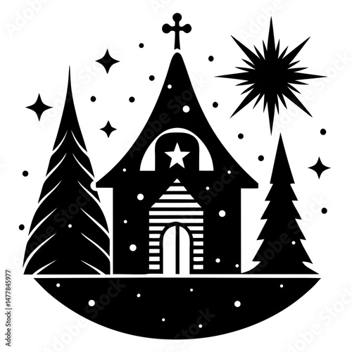 Christmas-eve- Vector Illustration | Printable Holiday Graphic Design for Digital Download