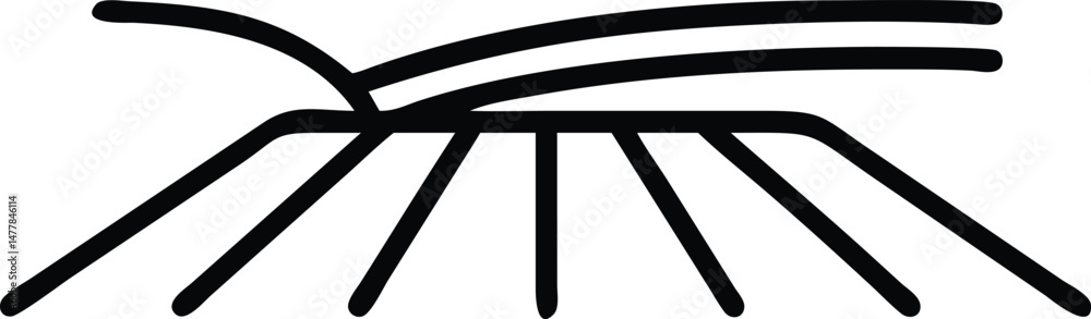 Vector illustration design with black metal hammer and nails, a black and white paint brush icon, and a black umbrella symbol