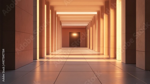 Blank square posters in empty hall  mock up  3D Render illustration   no logos  no brands