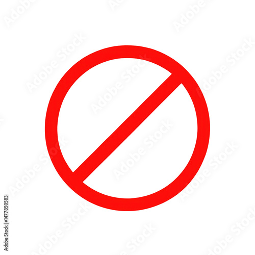 Red Prohibition Sign With Circle And  isolated on a transparent background