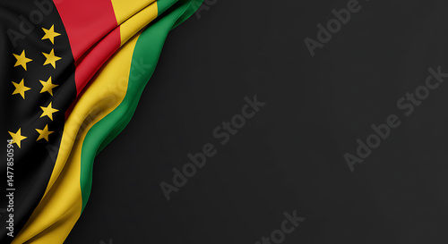 Detailed Closeup of the Eswatini Flag Draped on a Dark Background photo