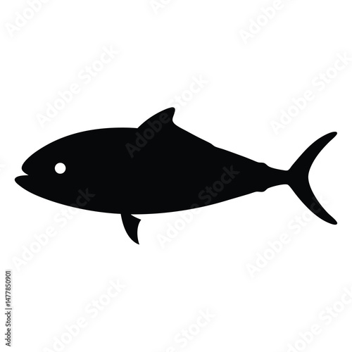 spanish mackerel vector silhouette icon - ideal for fishing logos, seafood icons, and aquatic-themed graphics.