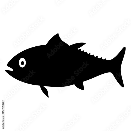spanish mackerel vector silhouette icon - ideal for fishing logos, seafood icons, and aquatic-themed graphics.