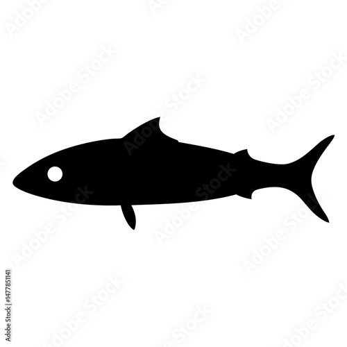 spanish mackerel vector silhouette icon - ideal for fishing logos, seafood icons, and aquatic-themed graphics.
