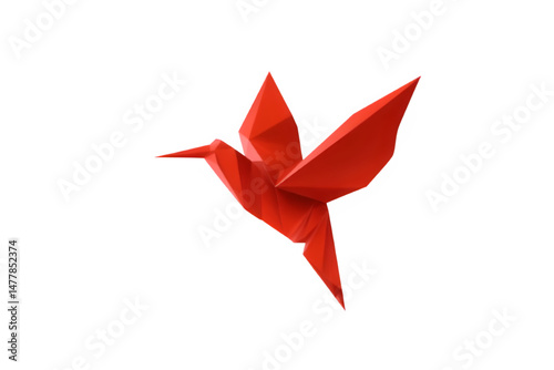 Origami bird red icon