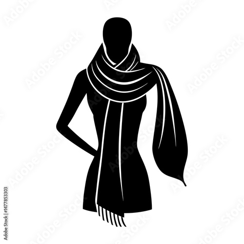 Oversized Fashion Scarf silhouette vector