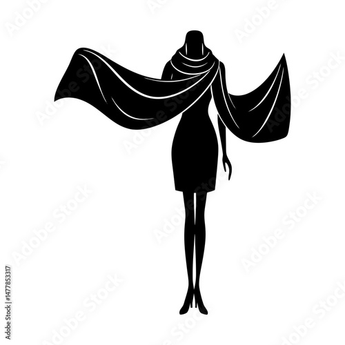 Oversized Fashion Scarf silhouette vector