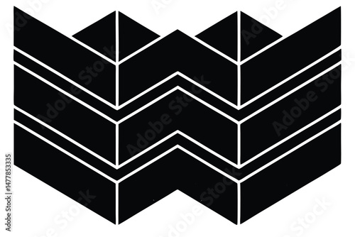 Abstract black and white 3d cubes form a geometric puzzle design
