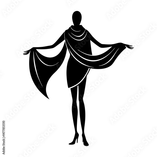 Oversized Fashion Scarf silhouette vector
