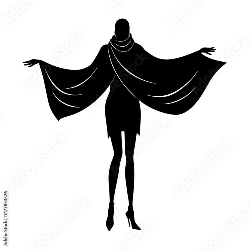 Oversized Fashion Scarf silhouette vector
