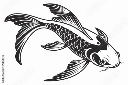 tetra fish sihouette black vector