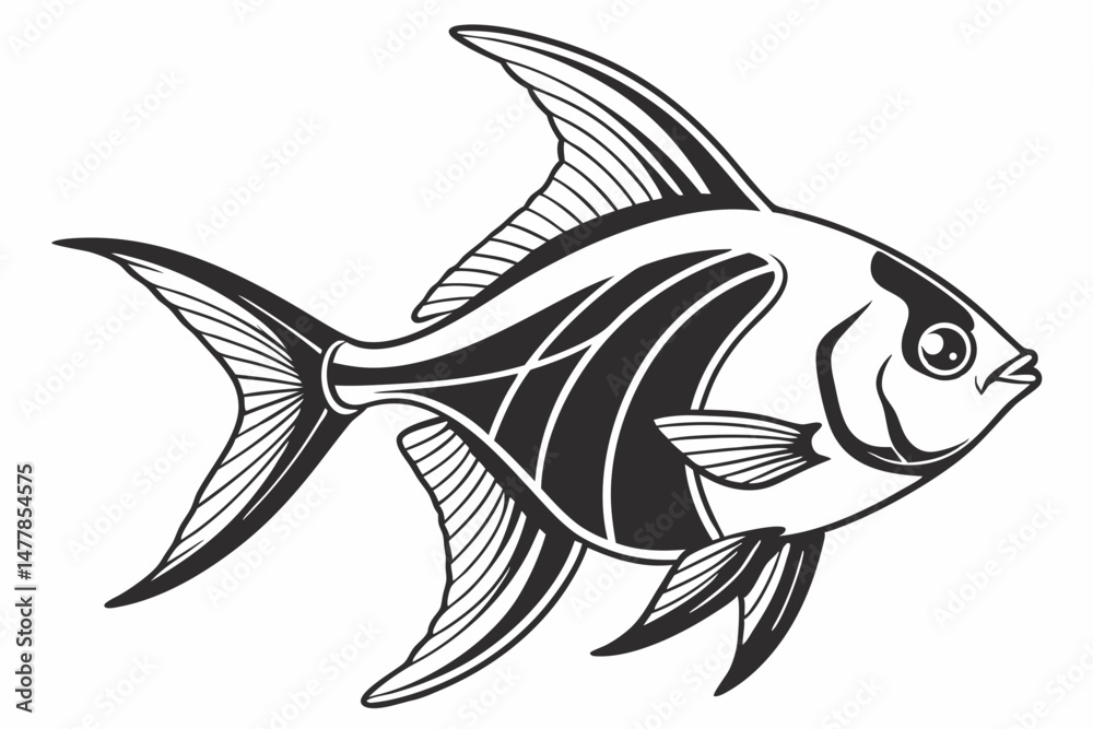 Fototapeta premium tetra fish sihouette black vector