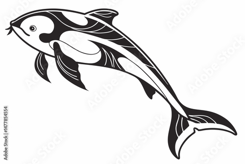 tetra fish sihouette black vector