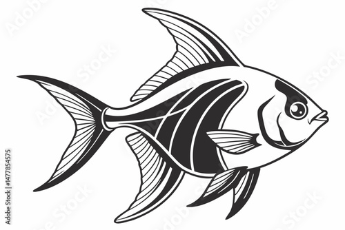 tetra fish sihouette black vector