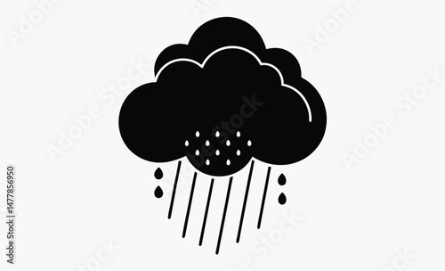 rain cloud icon, weather storm vector, precipitation silhouette clipart