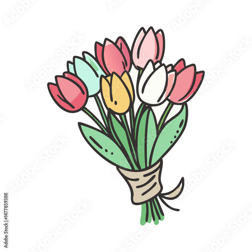 tulip bouquet icon, tulip bouquet vector illustration-simple illustration of tulip bouquet, perfect for tulip bouquet logos and icons