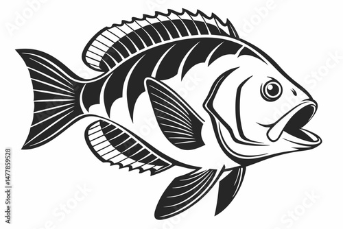 cichlid sihouette black vector