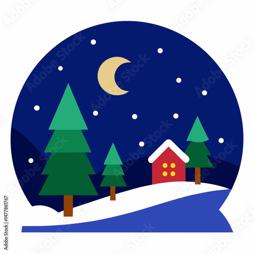 Night-before-christmas  Vector Illustration | Printable Holiday Graphic Design for Digital Download