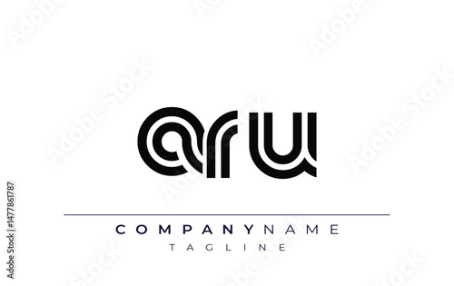 ARU Creative Unique Modern Letter Logo Design. Stylized logo featuring a unique letter design, presenting abstract minimalist aesthetics and modern appeal. photo