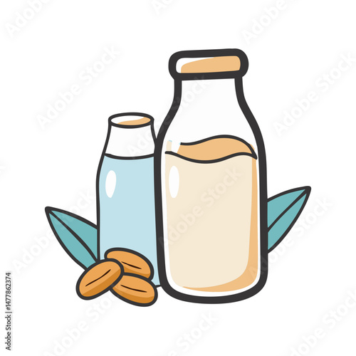vegan milk almond or oat milk icon, vegan milk almond or oat milk vector illustration-simple illustration of vegan milk almond or oat milk, perfect for vegan milk almond or oat milk logos and icons
