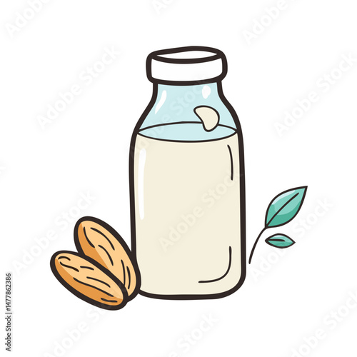 vegan milk almond or oat milk icon, vegan milk almond or oat milk vector illustration-simple illustration of vegan milk almond or oat milk, perfect for vegan milk almond or oat milk logos and icons