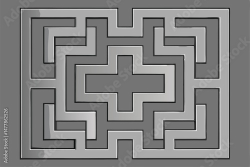 Lost in the geometric maze, the seamless pattern presents a challenging puzzle illustration