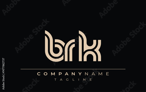 BRK Creative Unique Modern Letter Logo Design. Stylized logo featuring a unique letter design, presenting abstract minimalist aesthetics and modern appeal.