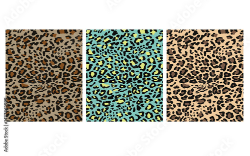 Colorful Leopard Print Seamless Pattern Collection, Modern Cheetah Texture Background in Multiple Colors